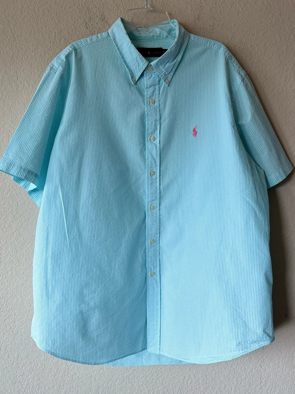 Polo Ralph Lauren Seersucker Short Sleeve Button Front Shirt XXL